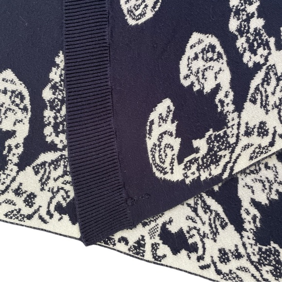 Allie & Rob blue white chinoiserie draped open front long sleeve cardigan Sz: M - Picture 8 of 8